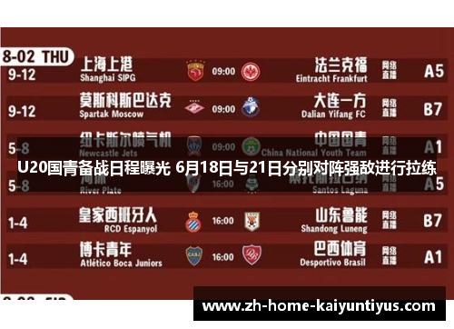 U20国青备战日程曝光 6月18日与21日分别对阵强敌进行拉练